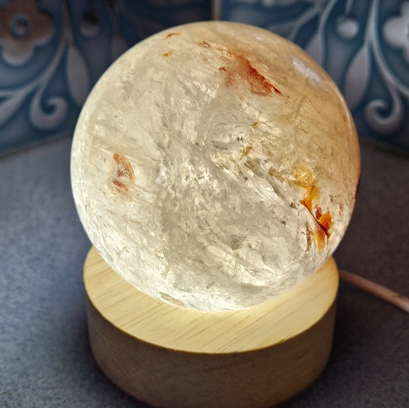 Fire Quartz Sphere w/Goddess Holder - Picture 5 of 6